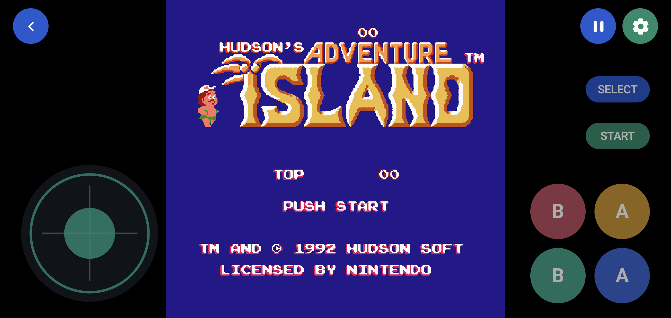 Retro Emulator gameplay screen with touch controls